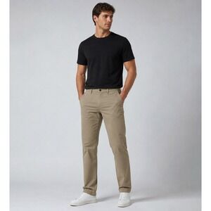 Members Mark Benton Mens Khaki Slim Fit Performance Pant 34x34 Stretch Chino NWT